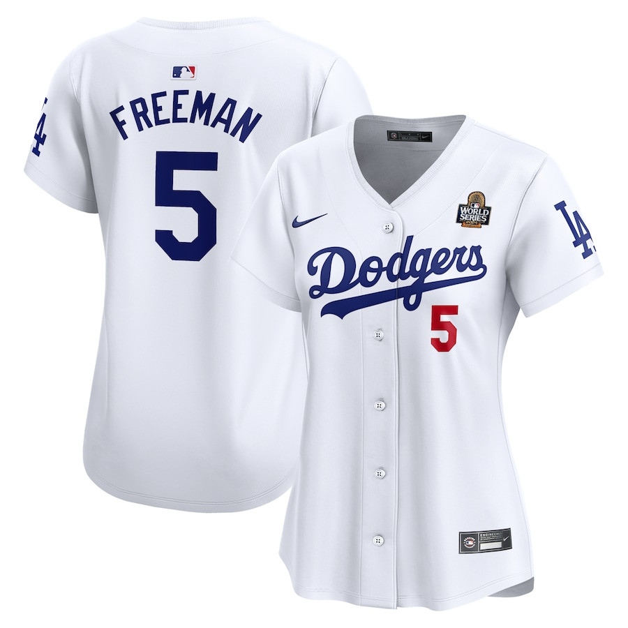 Freddie Freeman 5 Los Angeles Dodgers Women's 2024 World Series Limited Player Baseball Jersey - White 