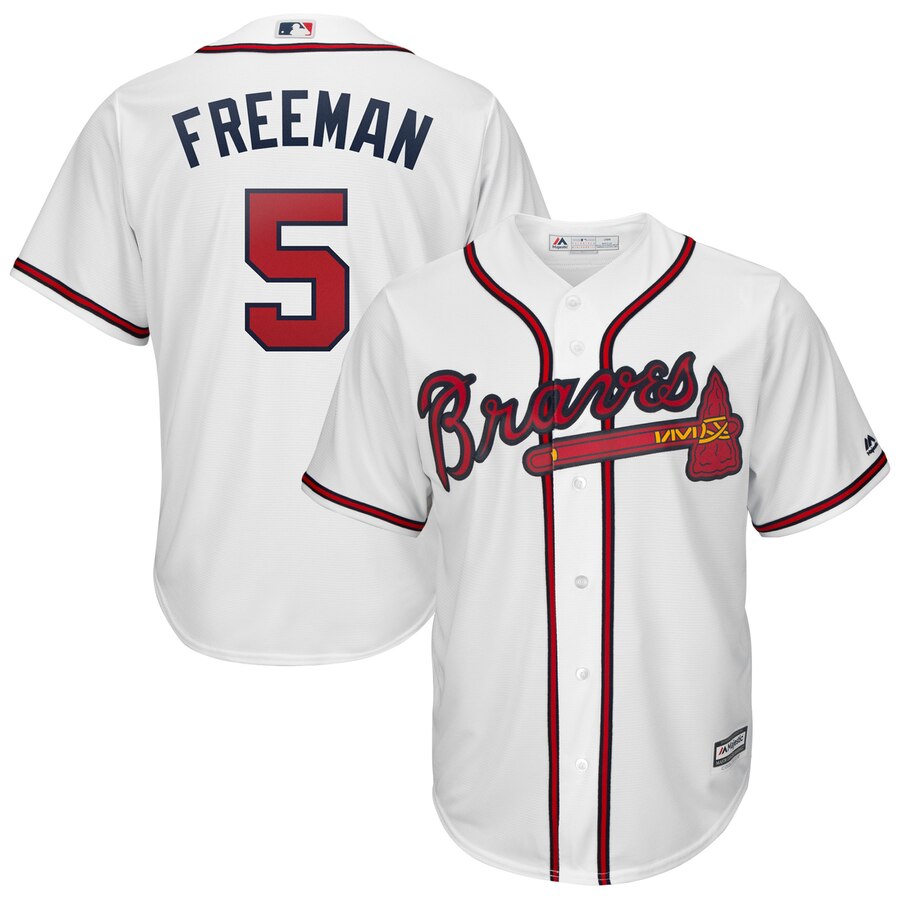 Freddie Freeman Atlanta Braves Majestic 2019 Home Official Cool Base Player Baseball Jersey - White