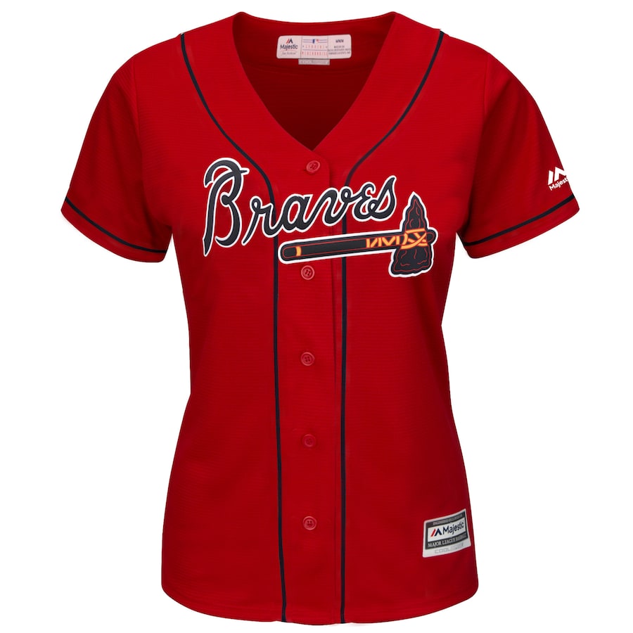 Alternative view of Freddie Freeman Atlanta Braves Majestic Women's 2019 Alternate Cool Base Player Baseball Jersey - Scarlet
