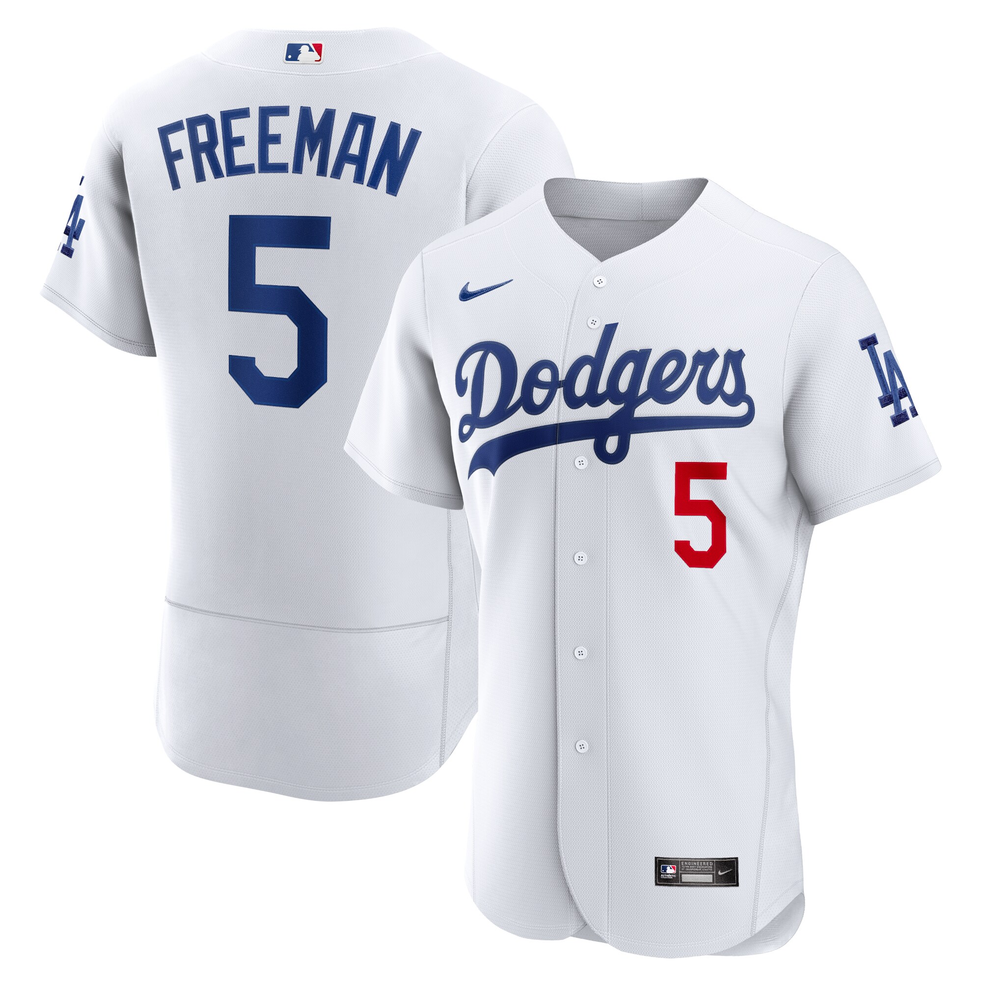 Alternative view of Freddie Freeman Los Angeles Dodgers Authentic Player Baseball Jersey – White