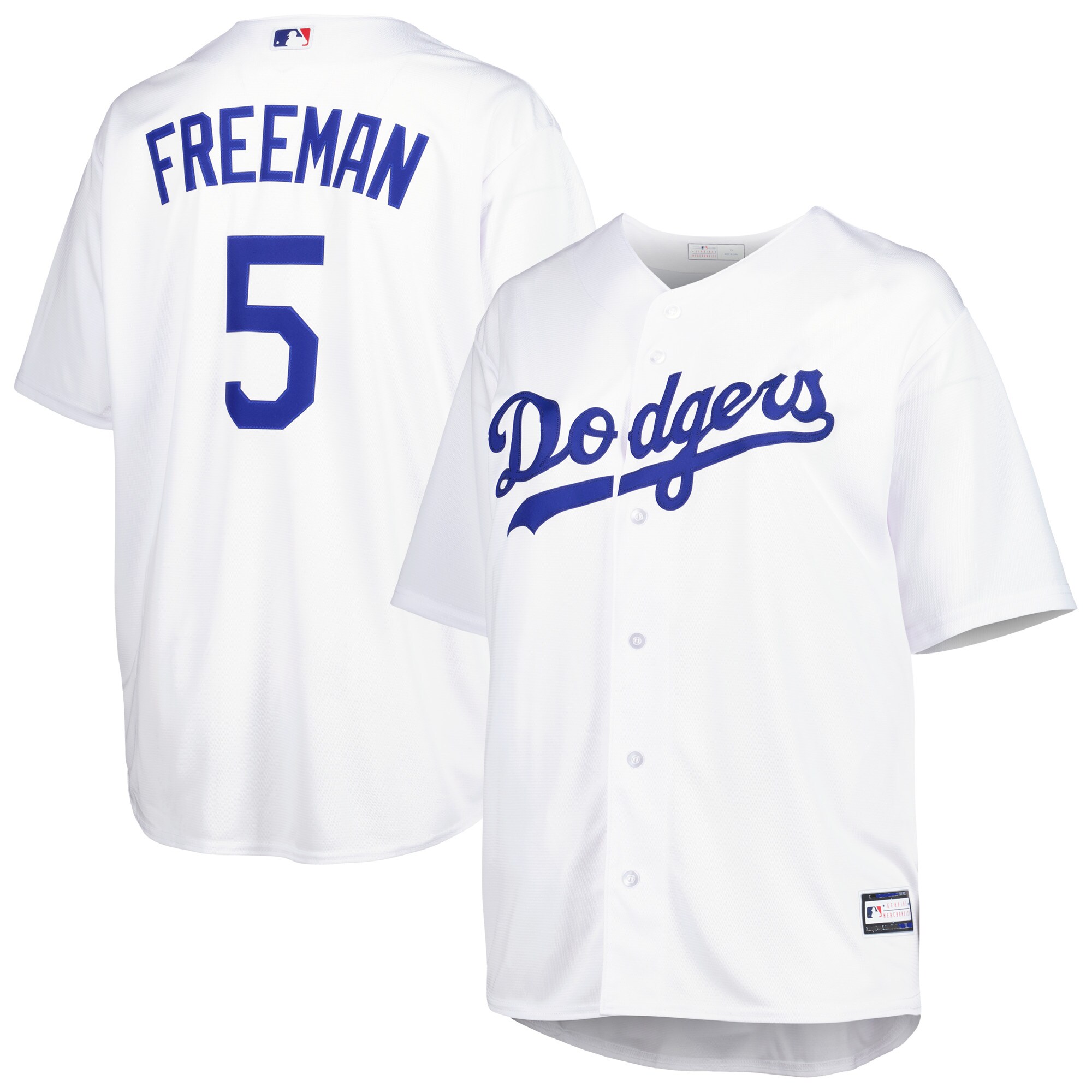 Alternative view of Freddie Freeman Los Angeles Dodgers Big & Tall Replica Player Baseball Jersey - White