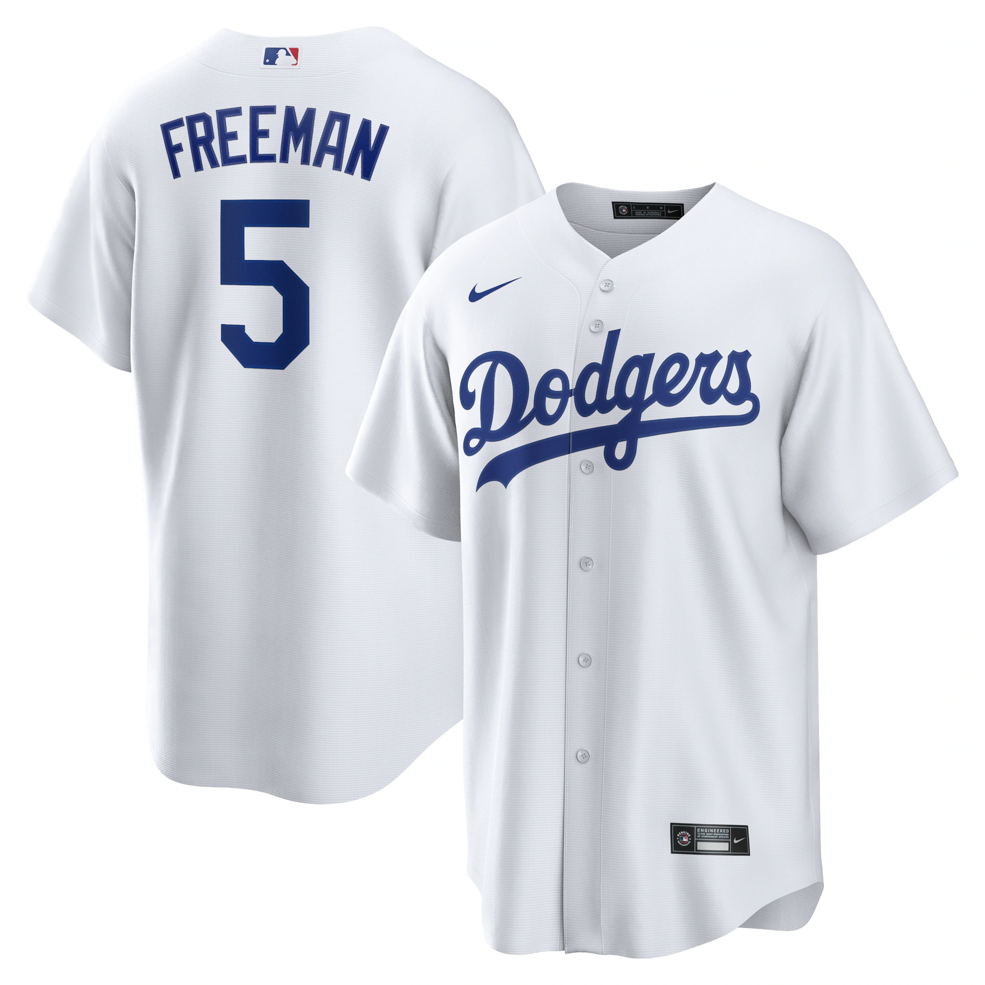 Alternative view of Freddie Freeman Los Angeles Dodgers Replica Player Baseball Jersey – White