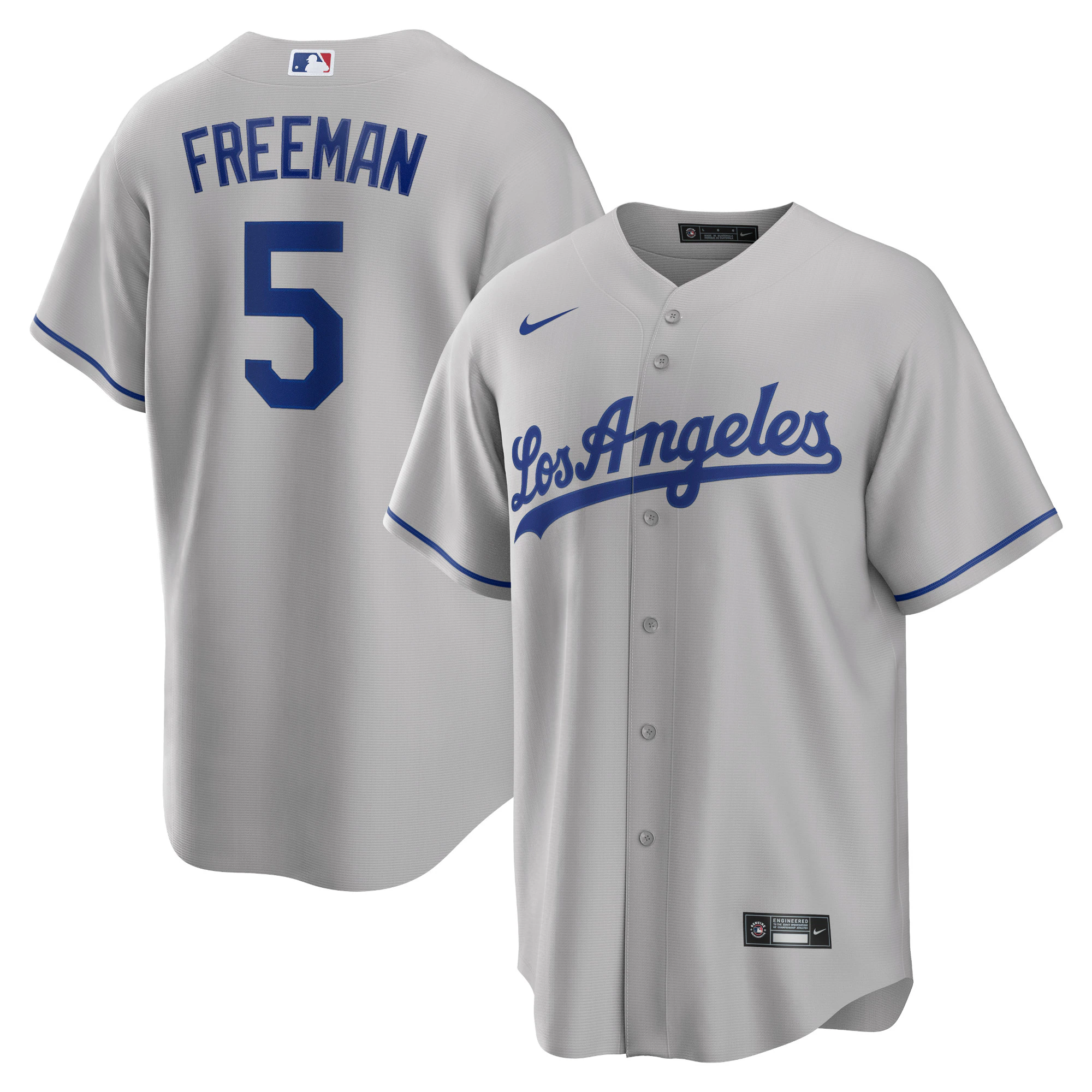 Alternative view of Freddie Freeman Los Angeles Dodgers Road Replica Player Baseball Jersey – Gray