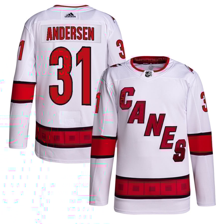 Frederik Andersen 31 Carolina Hurricanes Away Primegreen Hockey Jersey - Men, White - JS925 