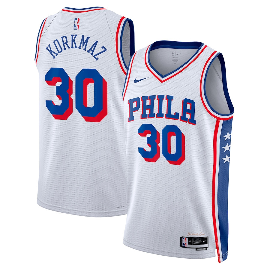 Furkan Korkmaz 30 Philadelphia 76ers 2023/24 Swingman Basketball Jersey - Association Edition - White - JS165 