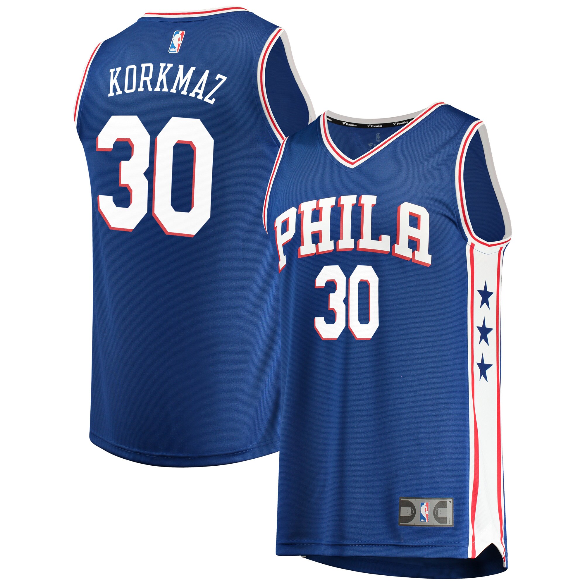 Alternative view of Furkan Korkmaz Philadelphia 76ers Fanatics Branded Fast Break Replica Player Basketball Jersey – Icon Edition – Royal