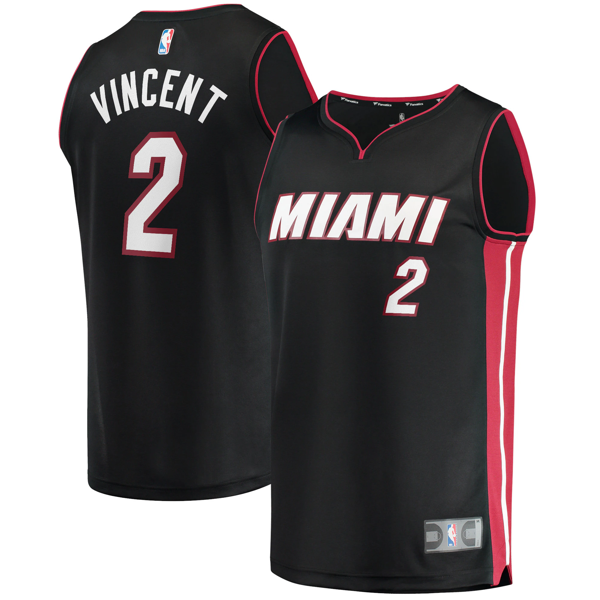 Alternative view of Gabe Vincent Miami Heat Fanatics Branded 2021/22 Fast Break Replica Basketball Jersey - Icon Edition - Black