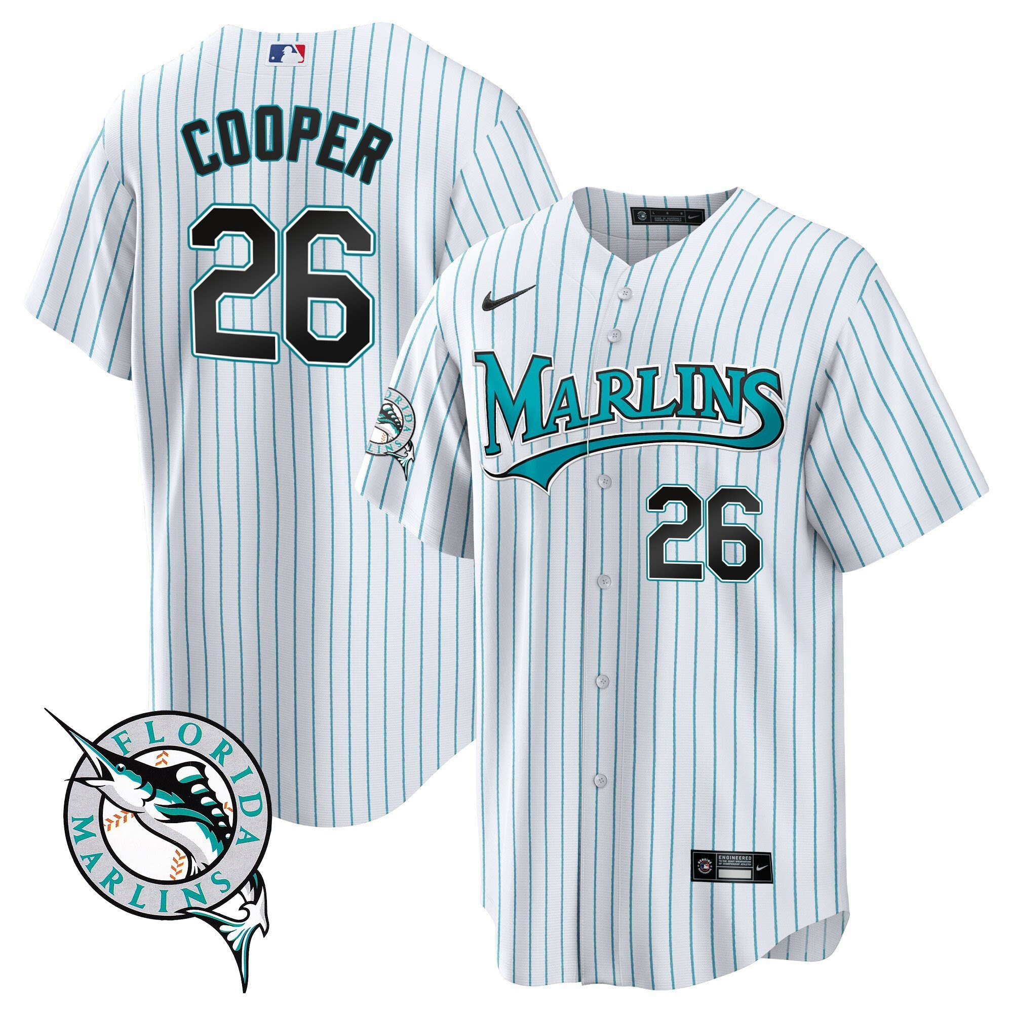 Garrett Cooper 26 Miami Marlins Throwback Men Baseball Jersey - White 