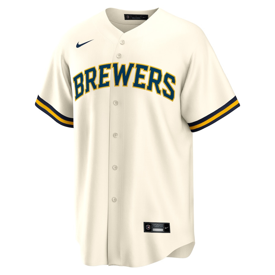 Alternative view of Garrett Mitchell 5 Milwaukee Brewers Men Jersey - Cream 