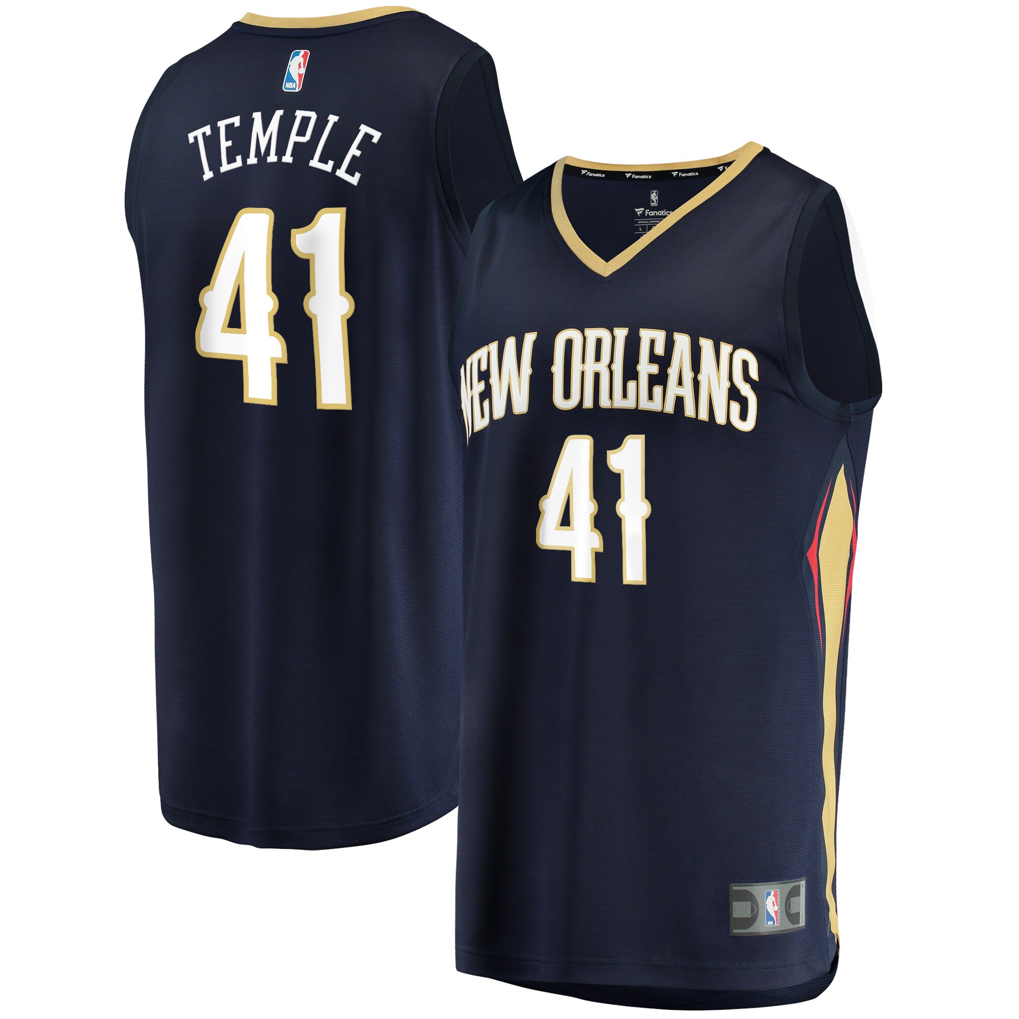 Alternative view of Garrett Temple New Orleans Pelicans Fanatics Branded 2021/22 Fast Break Replica Basketball Jersey - Icon Edition - Navy