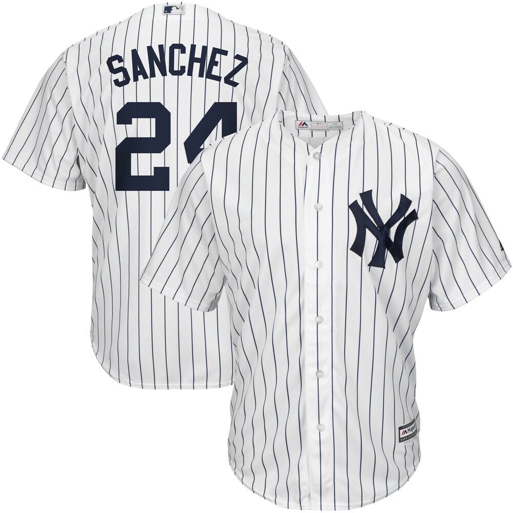 Gary Sanchez New York Yankees Majestic Home Official Cool Base Player Baseball Jersey - White/navy