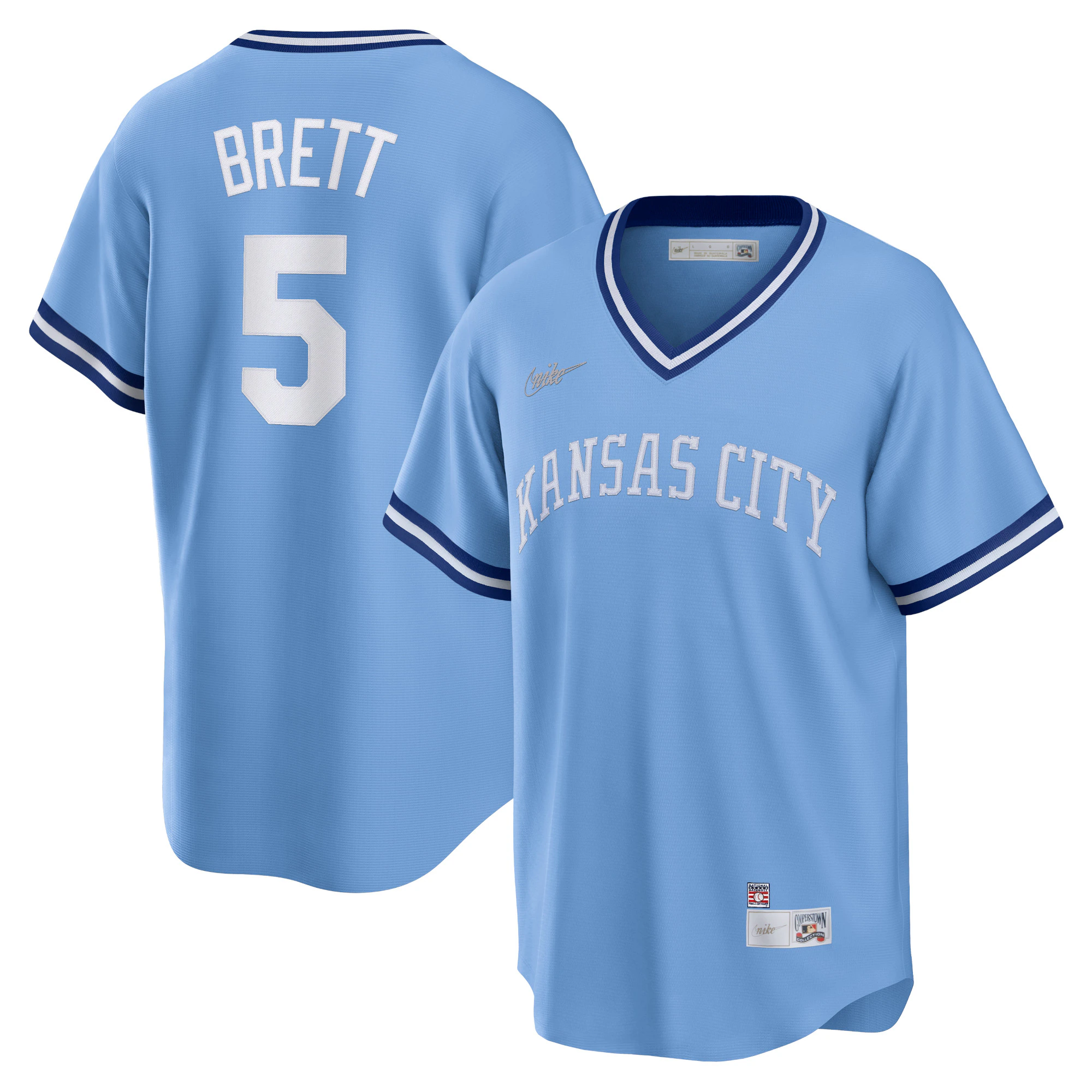George Brett Kansas City Royals Road Cooperstown Collection Player Baseball Jersey – Light Blue