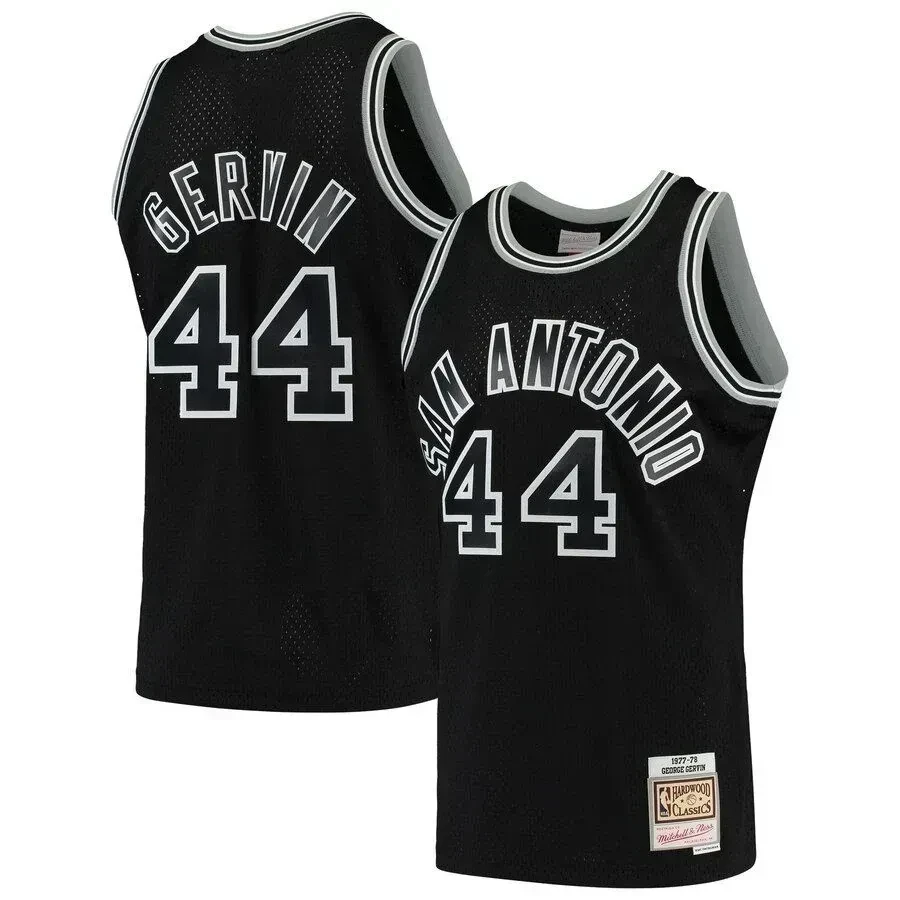 George Gervin San Antonio Spurs Mitchell & Ness 1977-78 Hardwood Classics Swingman Player Basketball Jersey - Black - JS961 
