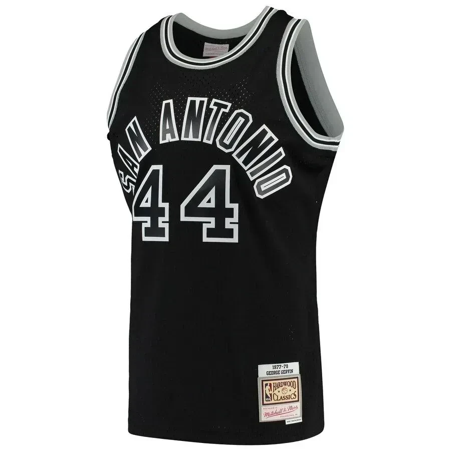 Alternative view of George Gervin San Antonio Spurs Mitchell & Ness 1977-78 Hardwood Classics Swingman Player Basketball Jersey - Black - JS961 