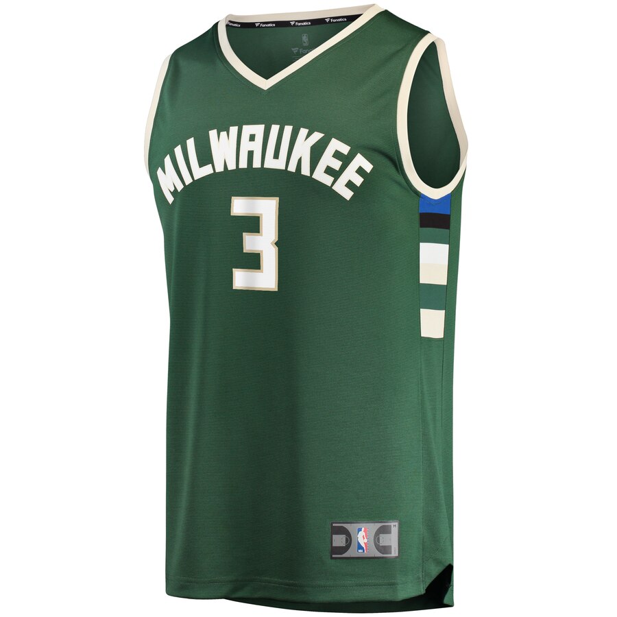 Alternative view of George Hill Milwaukee Bucks Fanatics Branded Fast Break Replica Player Basketball Jersey - Icon Edition - Hunter Green