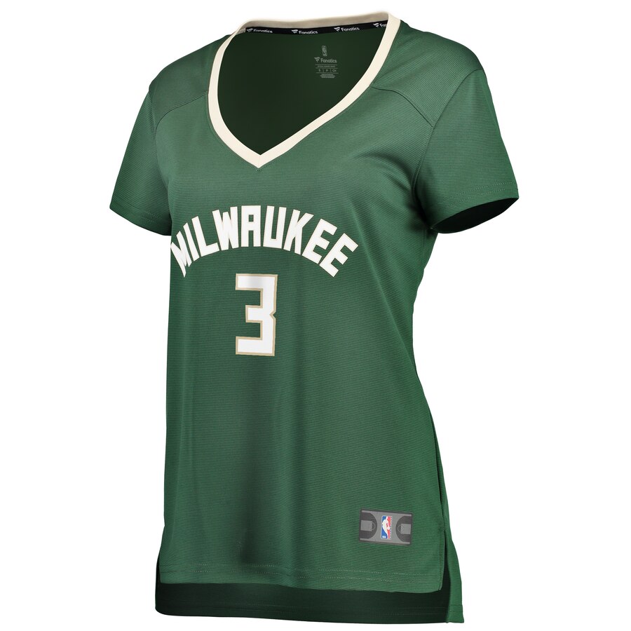 Alternative view of George Hill Milwaukee Bucks Fanatics Branded Women's Fast Break Replica Player Basketball Jersey - Icon Edition - Hunter Green