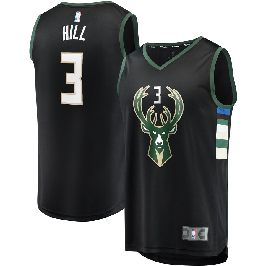 George Hill Milwaukee Bucks Fanatics Branded Youth Fast Break Replica Player Basketball Jersey - Statement Edition - Black