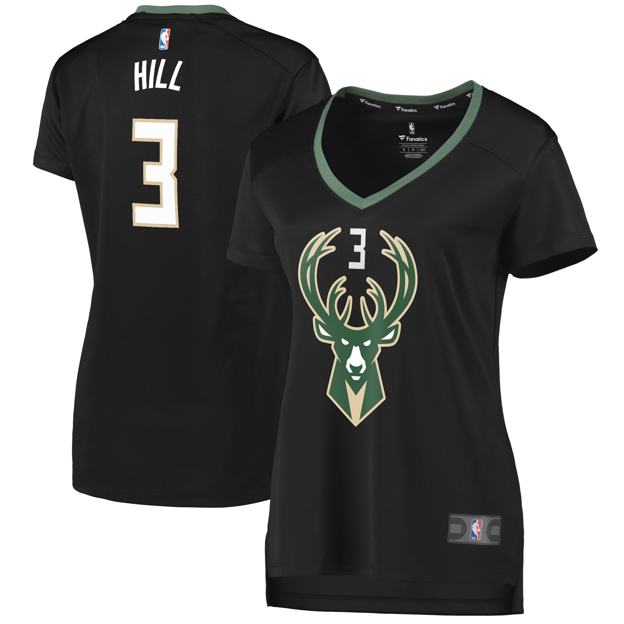 George Hill Milwaukee Bucks Fanatics Women's Fast Break Replica Player Basketball Jersey - Statement Edition - Black
