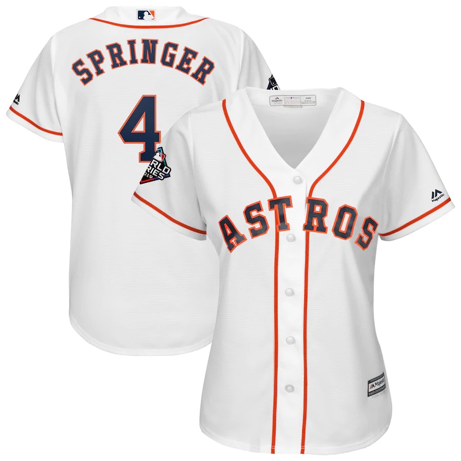 George Springer Houston Astros Majestic Women's 2019 World Series Bound Official Cool Base Player Baseball Jersey - White