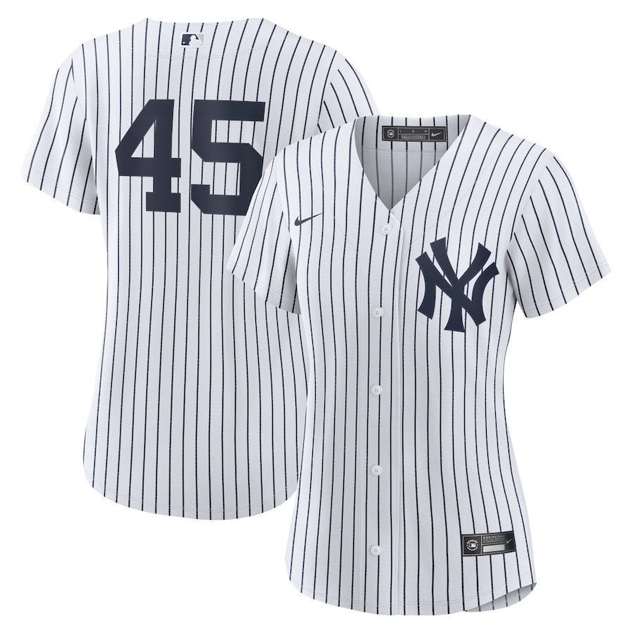 Gerrit Cole 45 New York Yankees Women's Home Player Baseball Jersey - White 