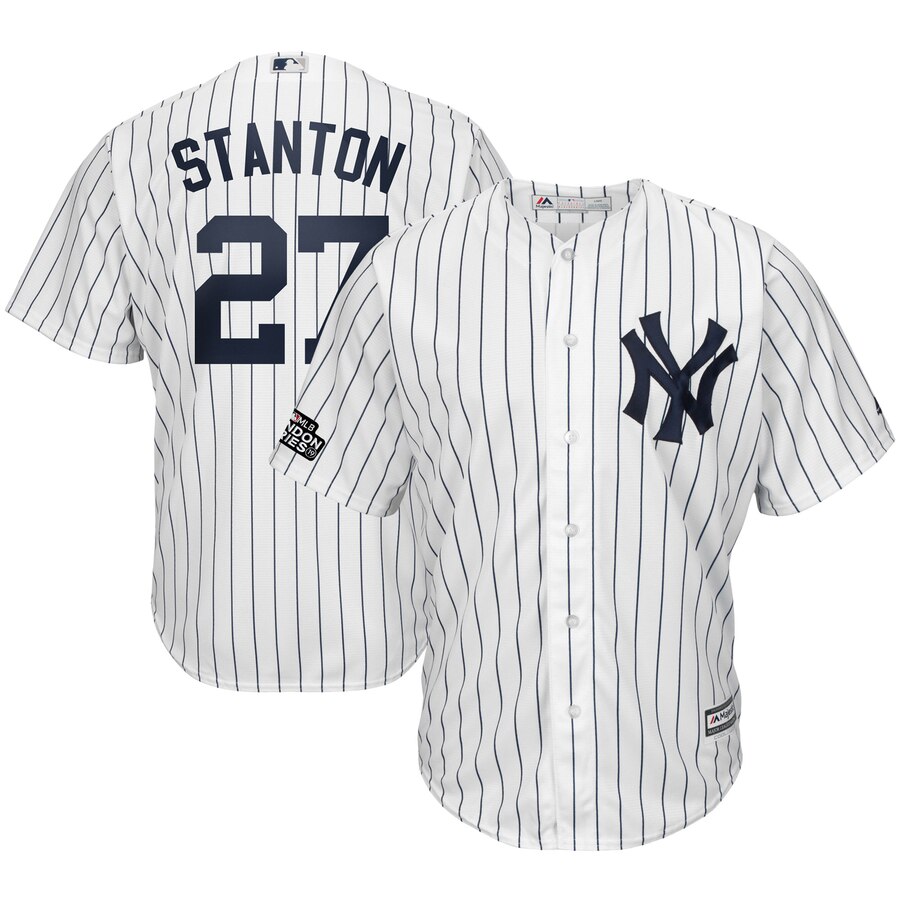 Giancarlo Stanton New York Yankees Majestic 2019 London Series Cool Base Player Baseball Jersey - White/navy