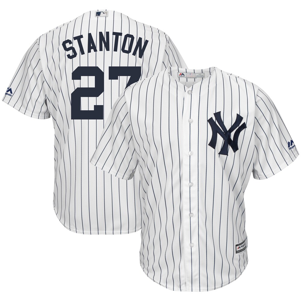 Giancarlo Stanton New York Yankees Majestic Home Big & Tall Cool Base Player Baseball Jersey - White/navy