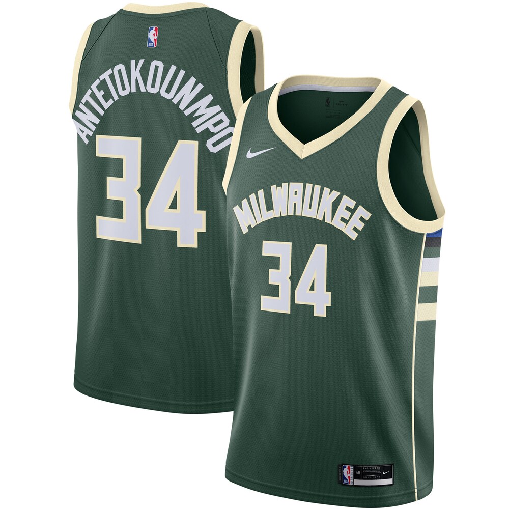 Giannis Antetokounmpo Milwaukee Bucks 2020/21 Swingman Basketball Jersey Green - Icon Edition