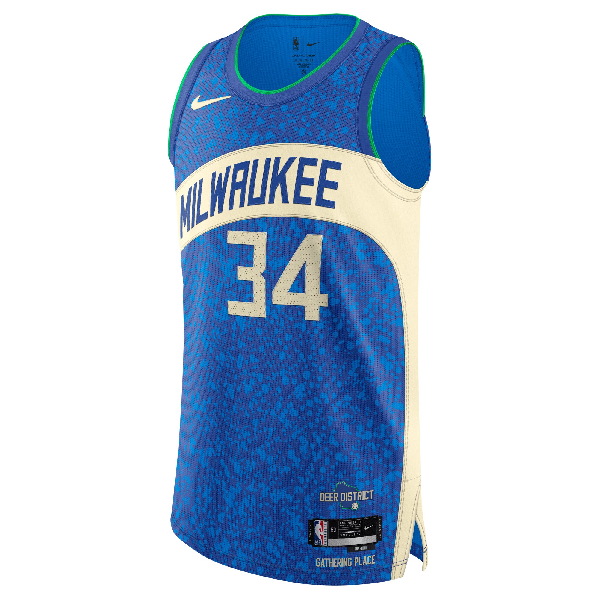 Alternative view of Giannis Antetokounmpo Milwaukee Bucks Authentic Basketball Jersey - City Edition - Blue