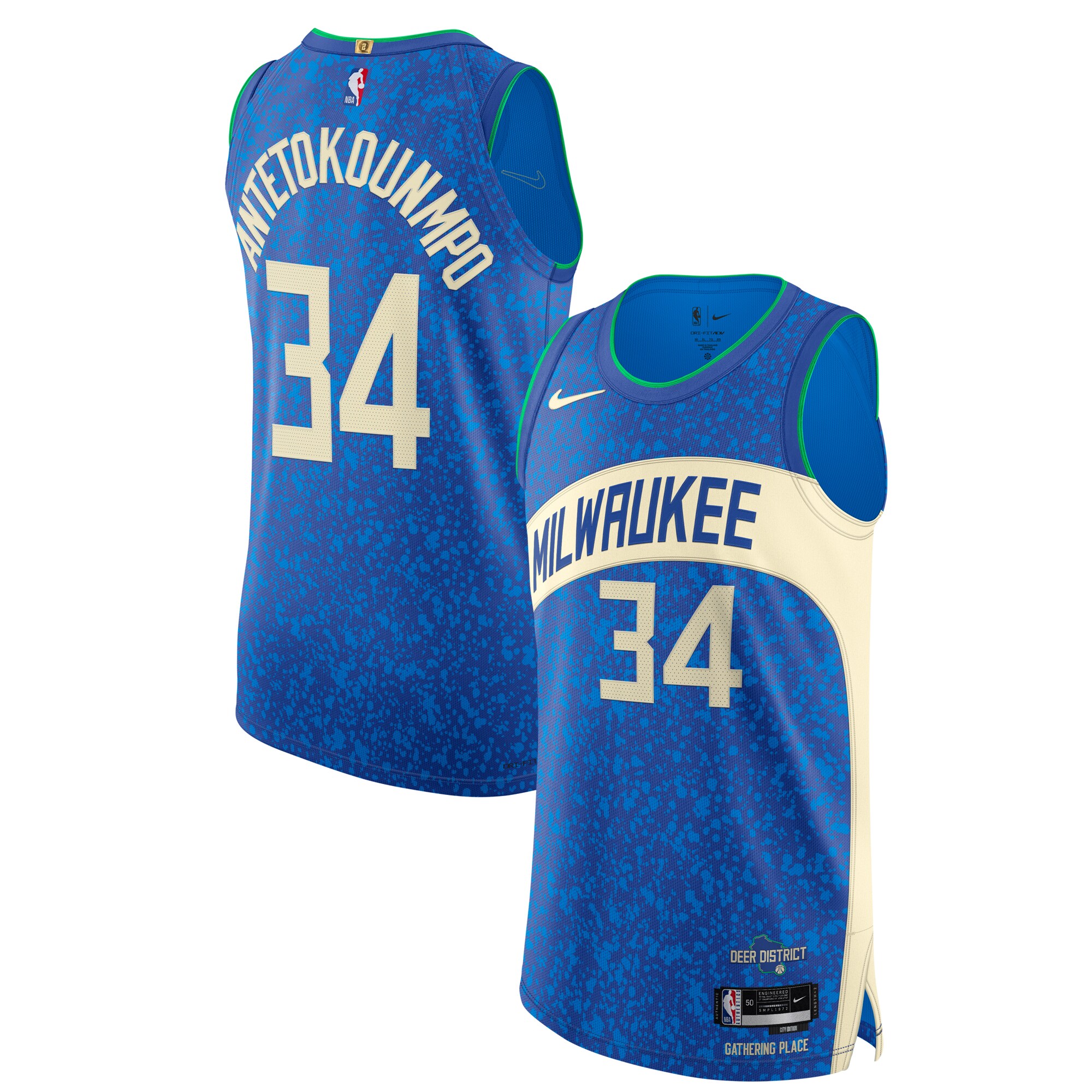 Giannis Antetokounmpo Milwaukee Bucks Authentic Basketball Jersey - City Edition - Blue