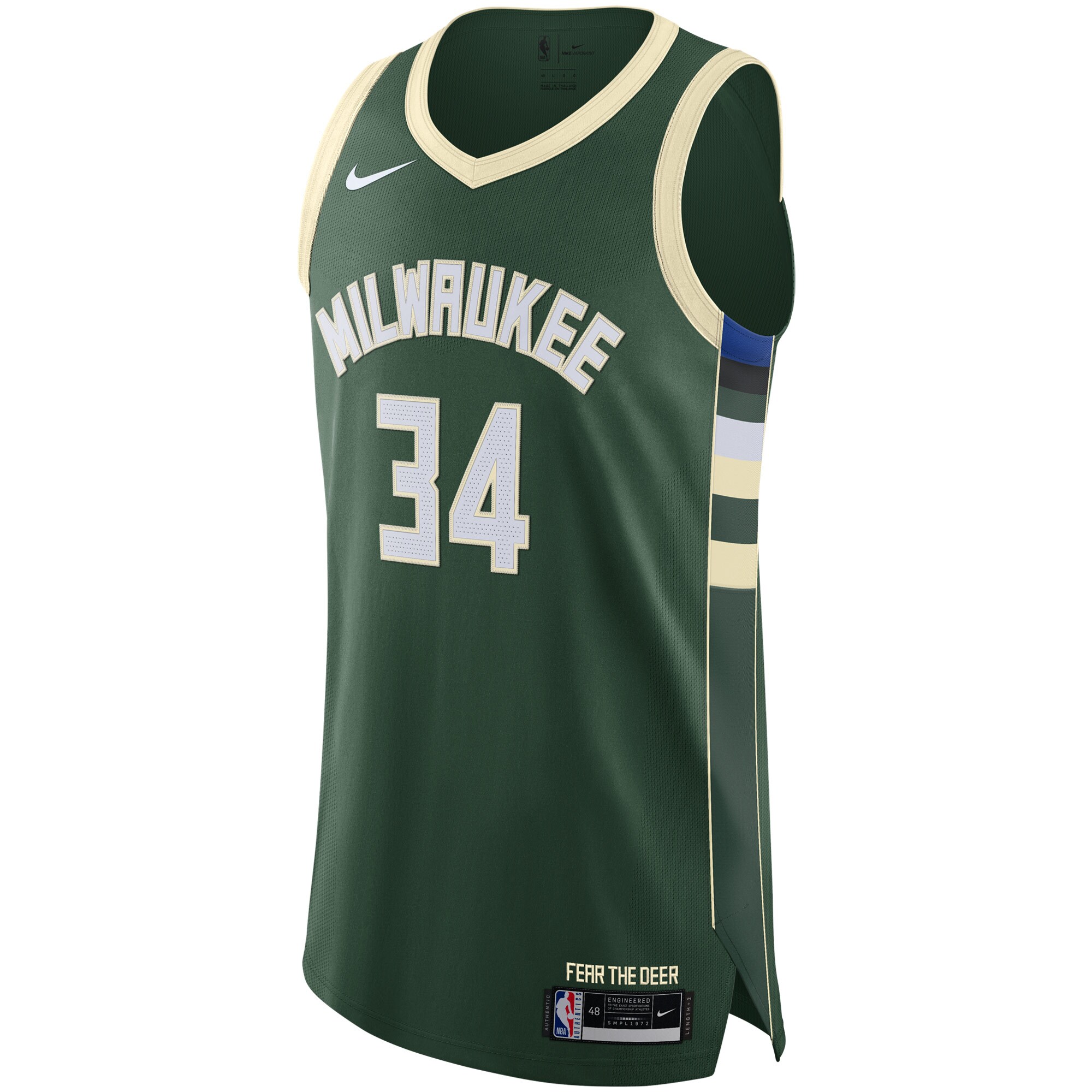 Alternative view of Giannis Antetokounmpo Milwaukee Bucks Authentic Basketball Jersey - Icon Edition - Hunter Green