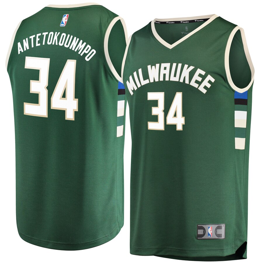 Giannis Antetokounmpo Milwaukee Bucks Fanatics Branded Fast Break Replica Basketball Jersey Green - Icon Edition