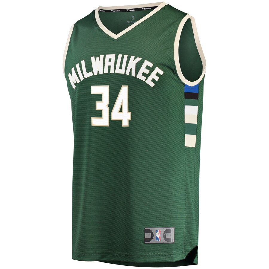Alternative view of Giannis Antetokounmpo Milwaukee Bucks Fanatics Branded Fast Break Replica Basketball Jersey Green - Icon Edition