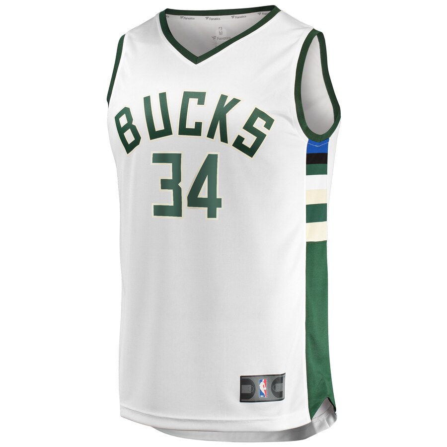 Alternative view of Giannis Antetokounmpo Milwaukee Bucks Fanatics Branded Fast Break Replica Player Basketball Jersey - Association Edition - White