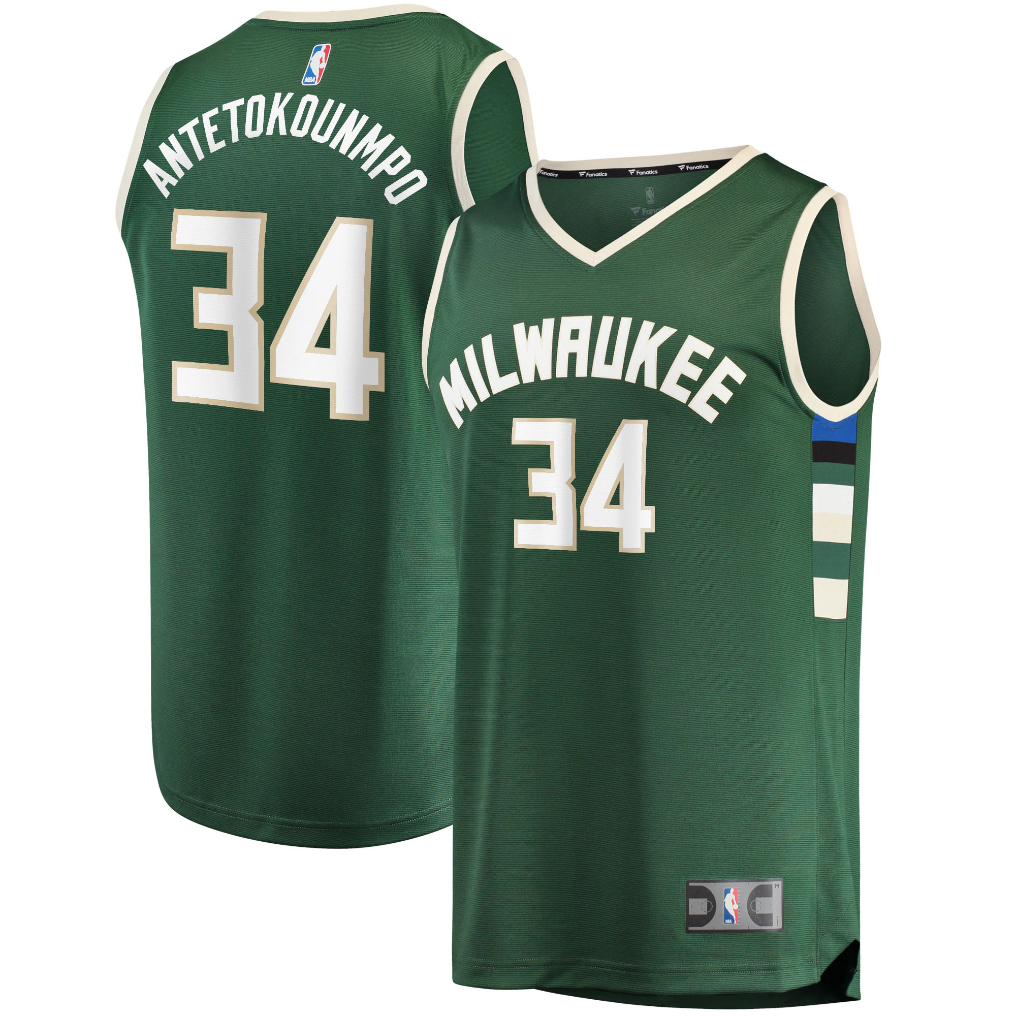 Alternative view of Giannis Antetokounmpo Milwaukee Bucks Fanatics Branded Fast Break Replica Player Basketball Jersey - Icon Edition - Hunter Green