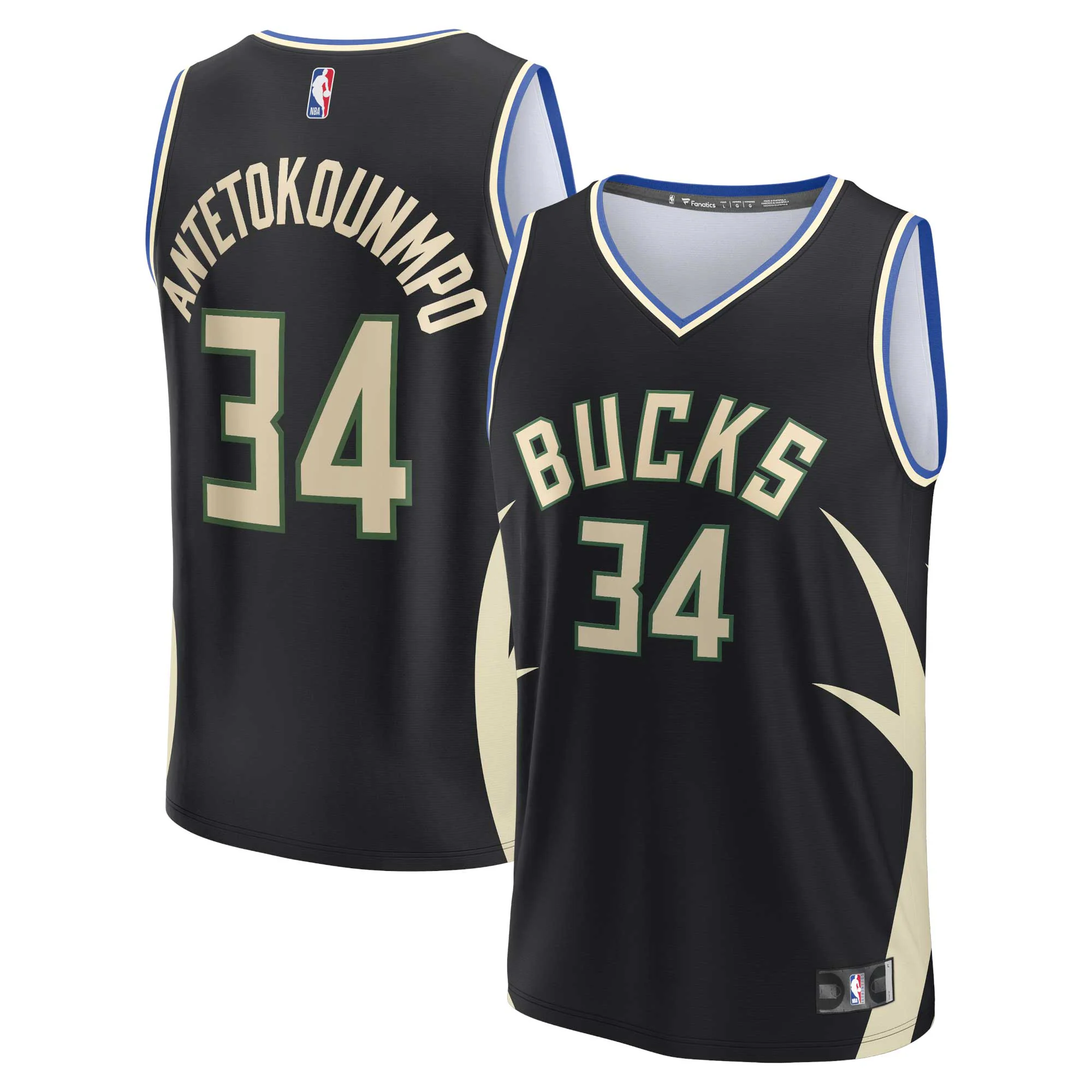 Alternative view of Giannis Antetokounmpo Milwaukee Bucks Fanatics Branded Fast Break Replica Player Basketball Jersey - Statement Edition - Black