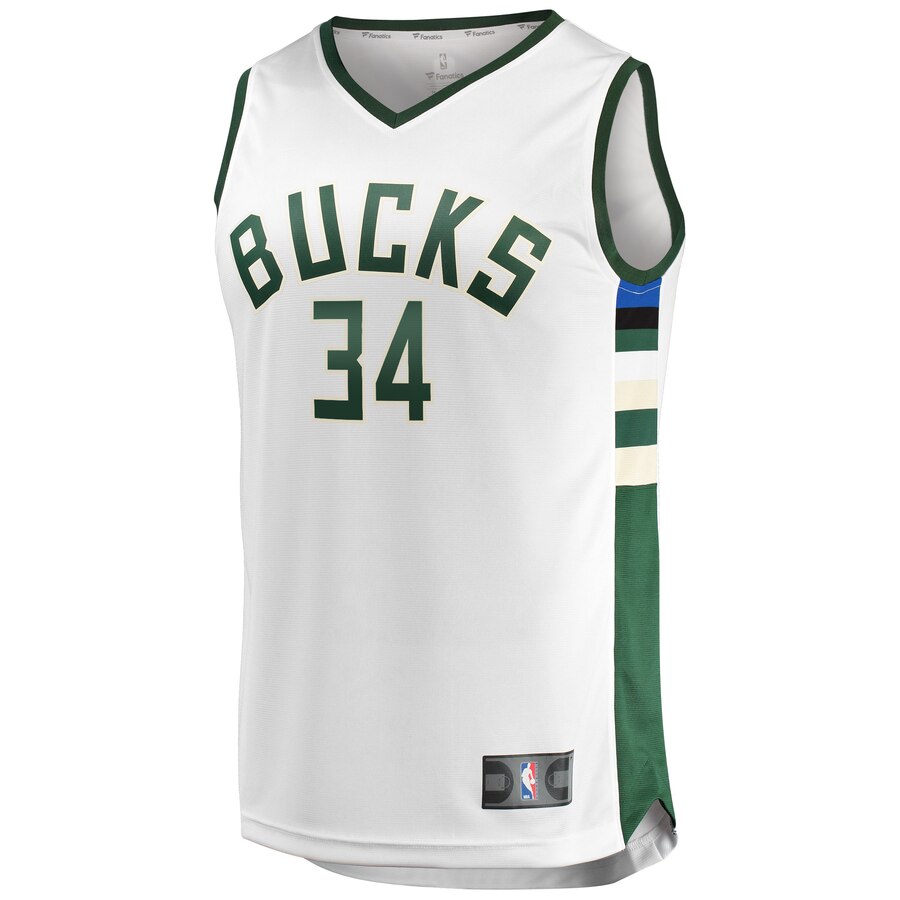 Alternative view of Giannis Antetokounmpo Milwaukee Bucks Fanatics Branded Youth Fast Break Replica Basketball Jersey White - Association Edition
