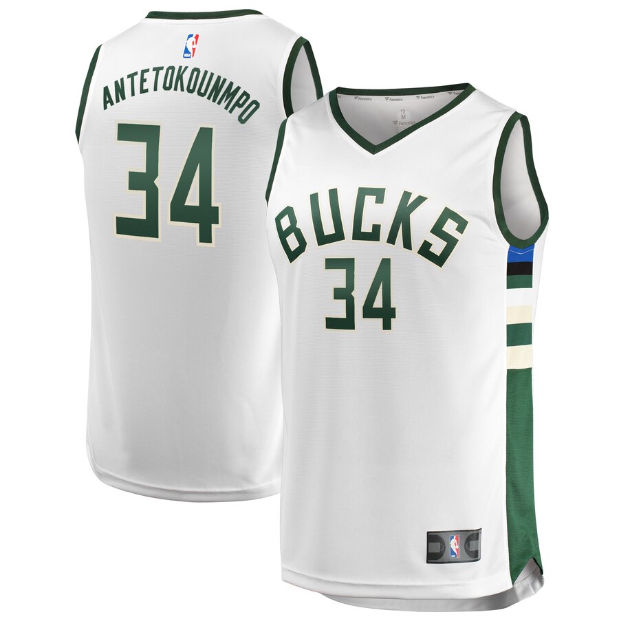 Giannis Antetokounmpo Milwaukee Bucks Fanatics Branded Youth Fast Break Replica Basketball Jersey White - Association Edition
