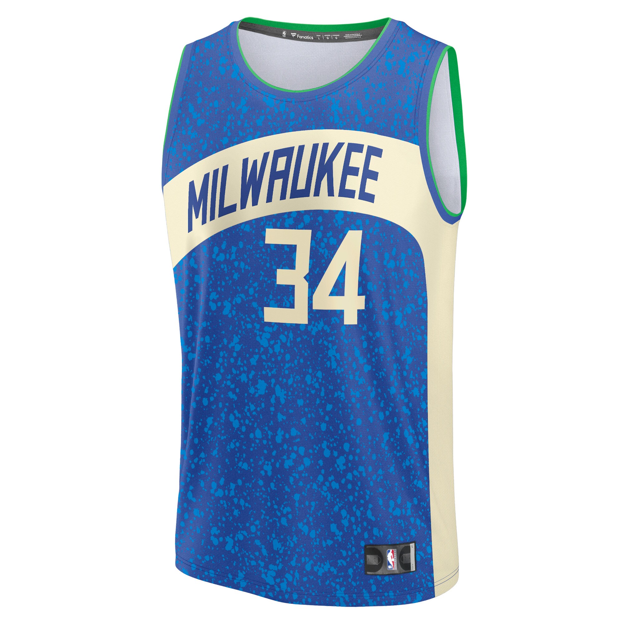 Alternative view of Giannis Antetokounmpo Milwaukee Bucks Fanatics Fast Break Basketball Jersey - Royal - City Edition