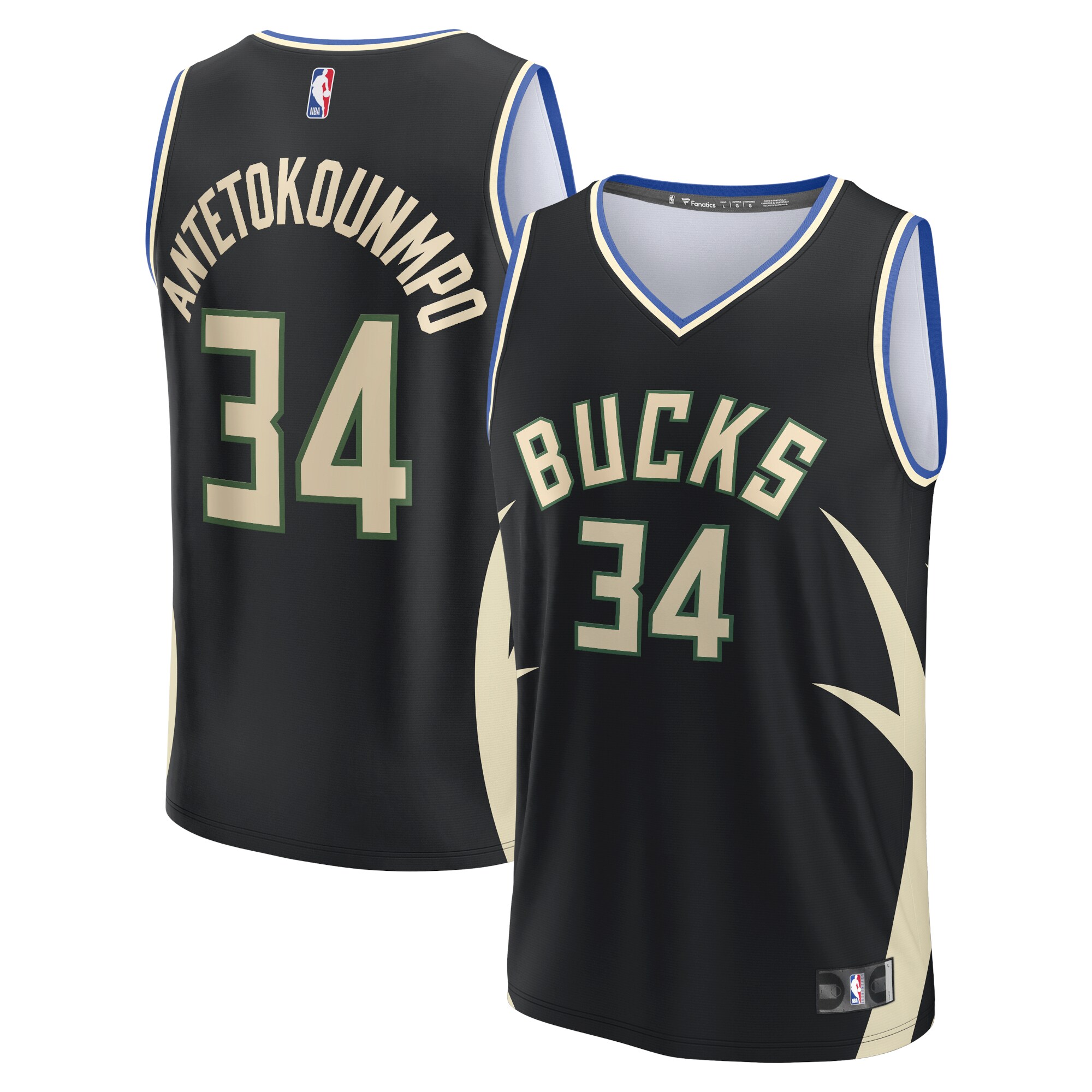 Giannis Antetokounmpo Milwaukee Bucks Fanatics Fast Break Replica Player Basketball Jersey – Statement Edition – Black