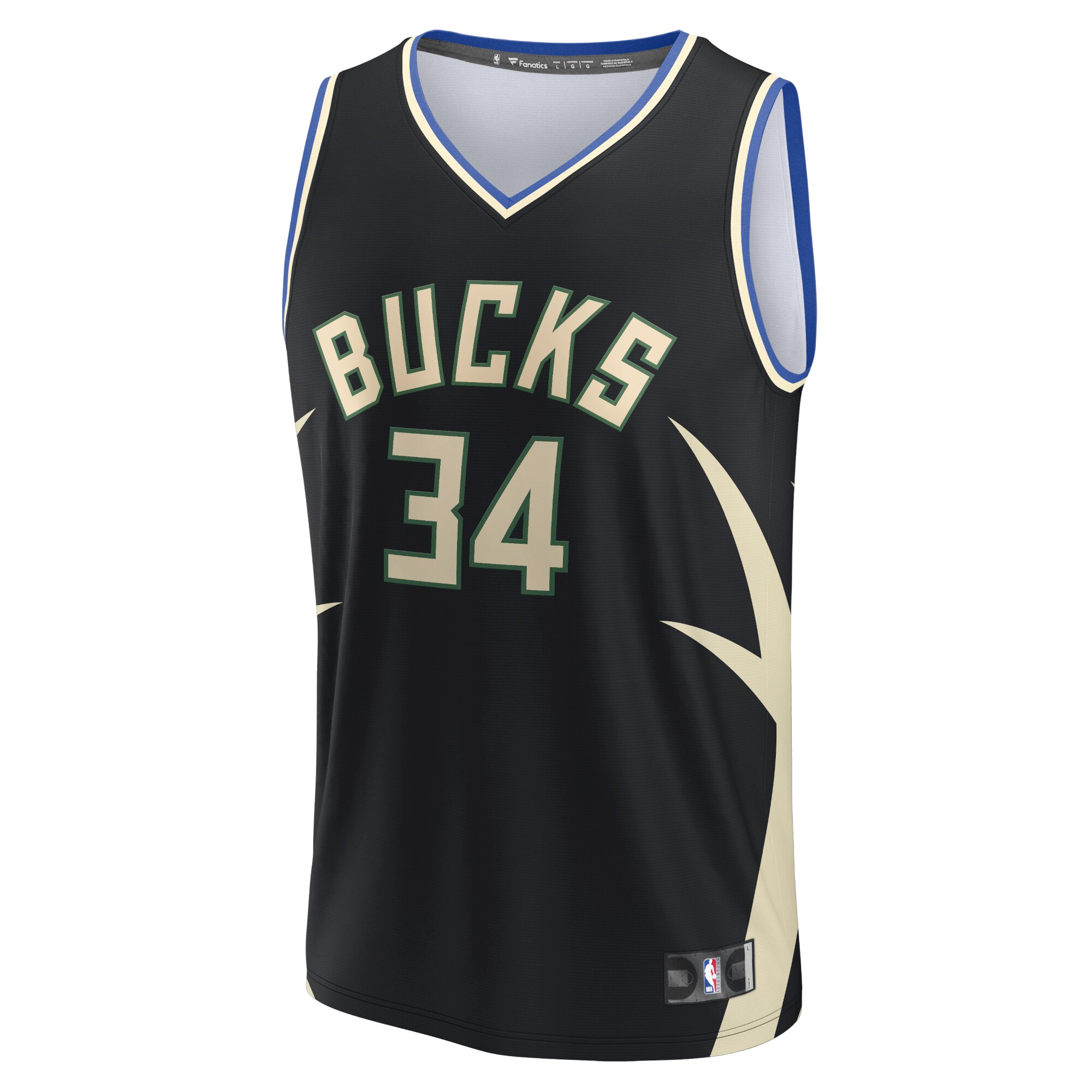 Alternative view of Giannis Antetokounmpo Milwaukee Bucks Fanatics Fast Break Replica Player Basketball Jersey – Statement Edition – Black
