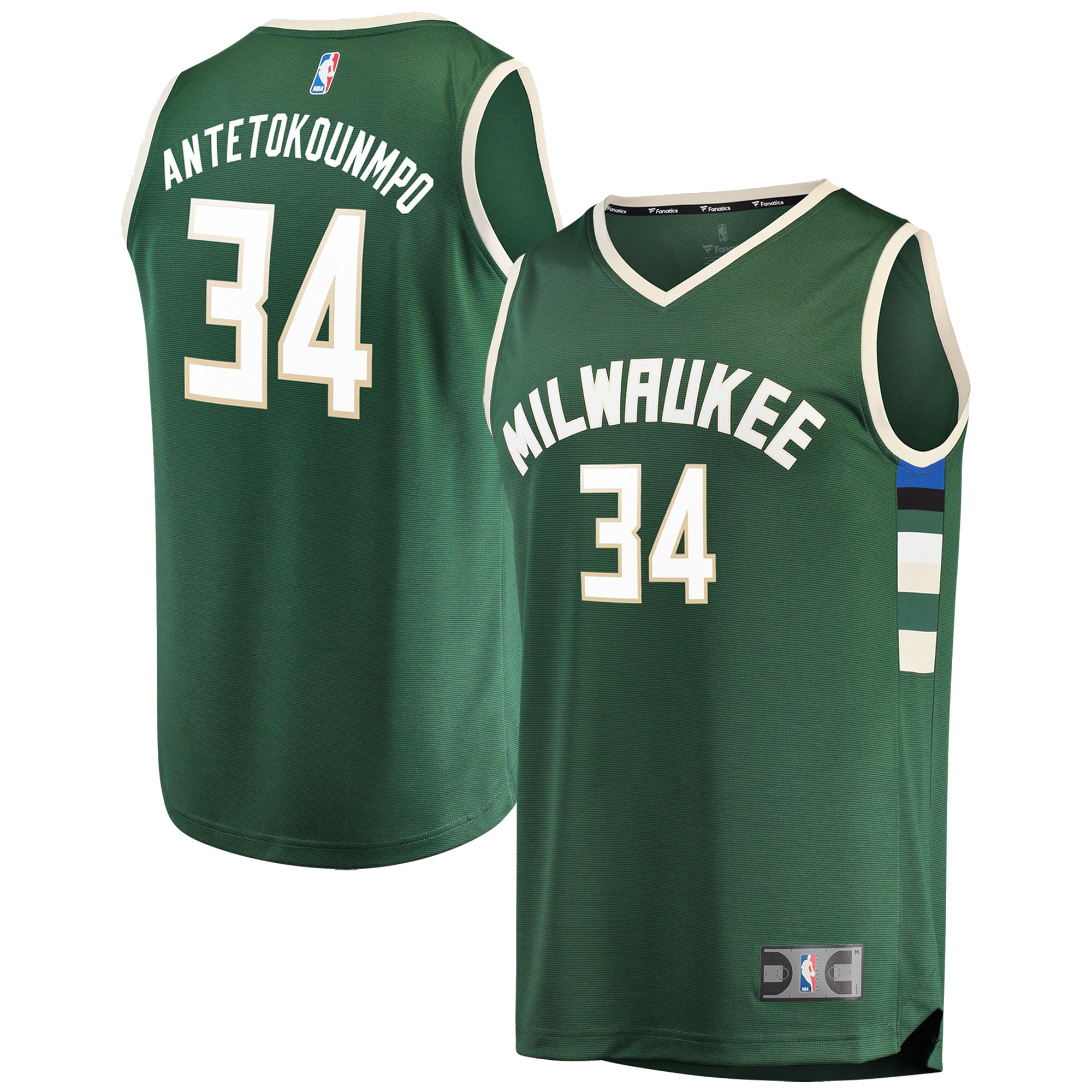 Giannis Antetokounmpo Milwaukee Bucks Fanatics Youth Fast Break Replica Basketball Jersey Hunter Green - Icon Edition