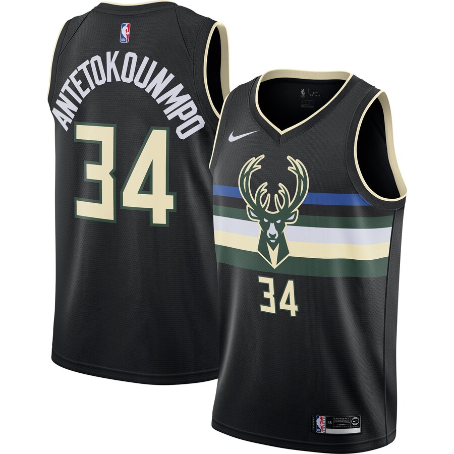 Giannis Antetokounmpo Milwaukee Bucks Finished Swingman Basketball Jersey Black - Statement Edition