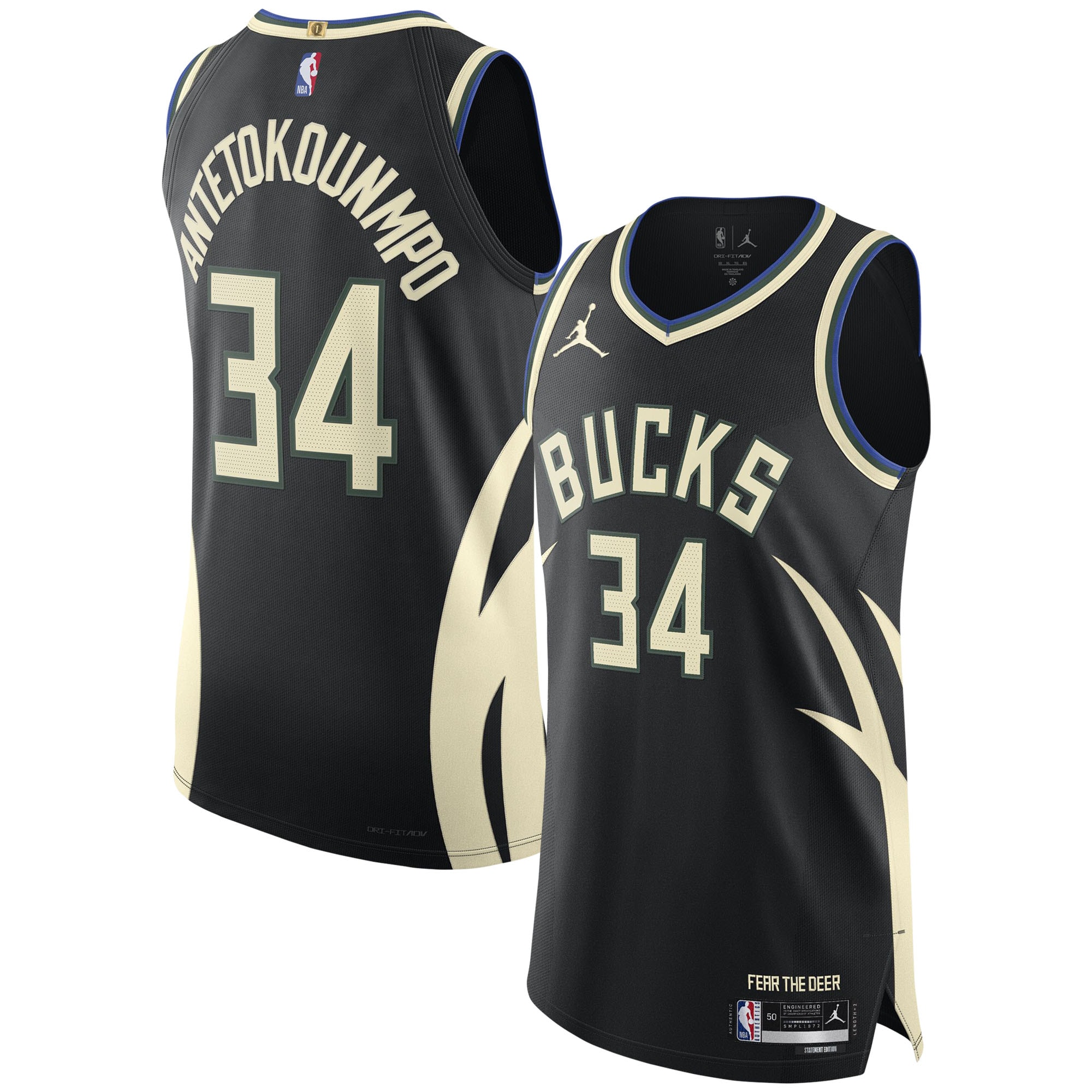 Giannis Antetokounmpo Milwaukee Bucks Jordan Brand Authentic Player Basketball Jersey - Statement Edition - Black