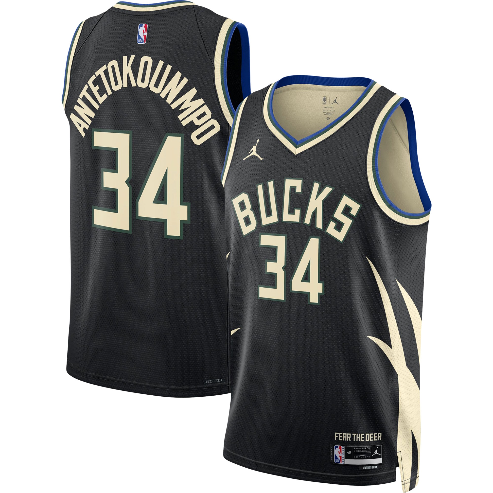 Giannis Antetokounmpo Milwaukee Bucks Jordan Brand Unisex Swingman Basketball Jersey – Statement Edition – Black