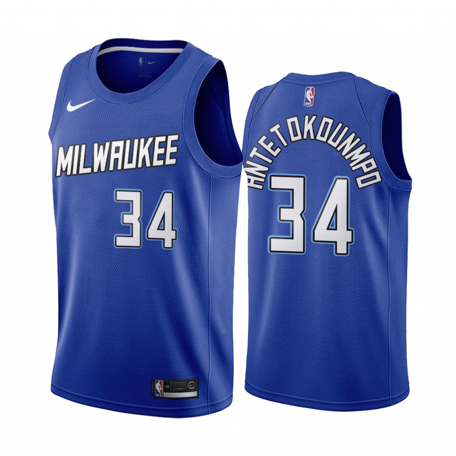 Giannis Antetokounmpo Milwaukee Bucks Navy City Edition New Uniform 2020-21 Basketball Jersey