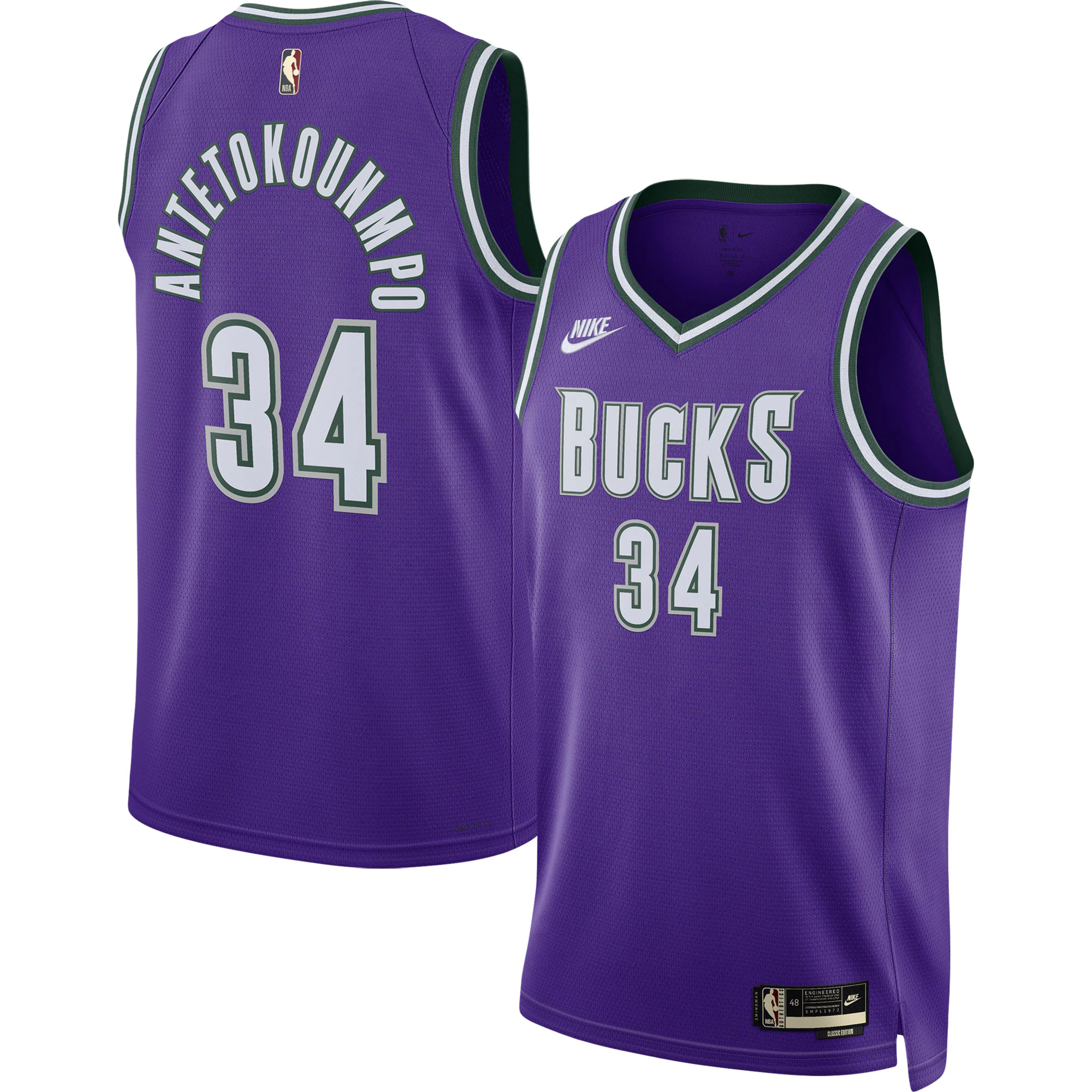 Giannis Antetokounmpo Milwaukee Bucks Swingman Basketball Jersey - Classic Edition - Purple