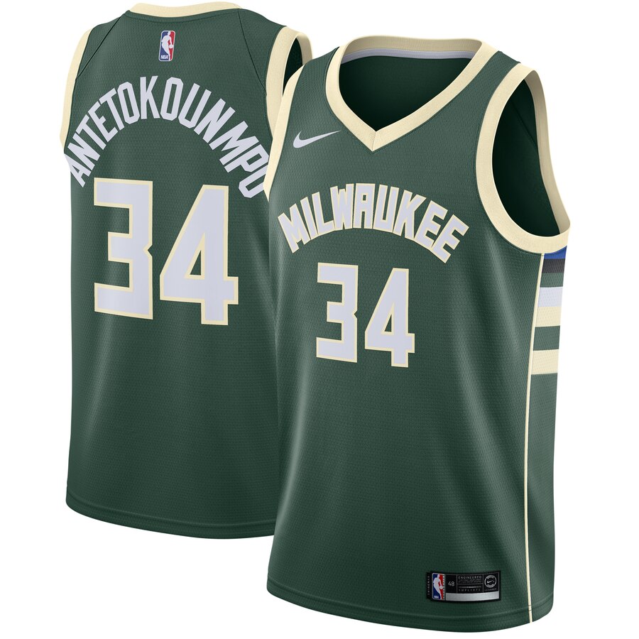 Giannis Antetokounmpo Milwaukee Bucks Swingman Basketball Jersey Green - Icon Edition