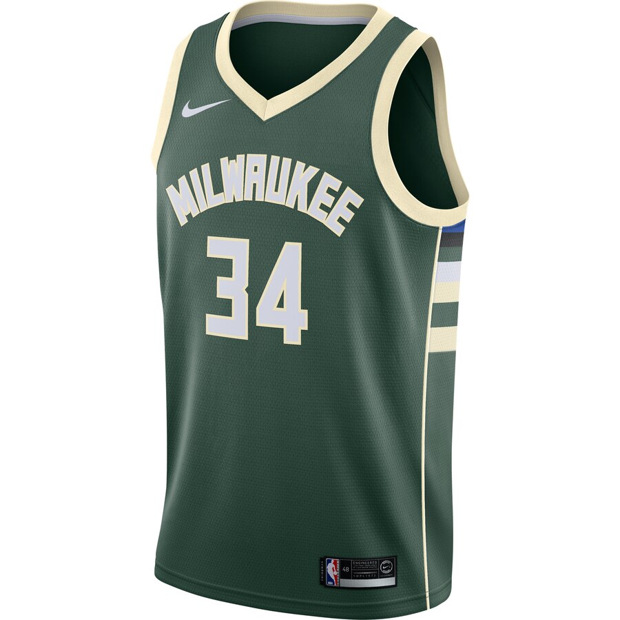 Alternative view of Giannis Antetokounmpo Milwaukee Bucks Swingman Basketball Jersey Green - Icon Edition
