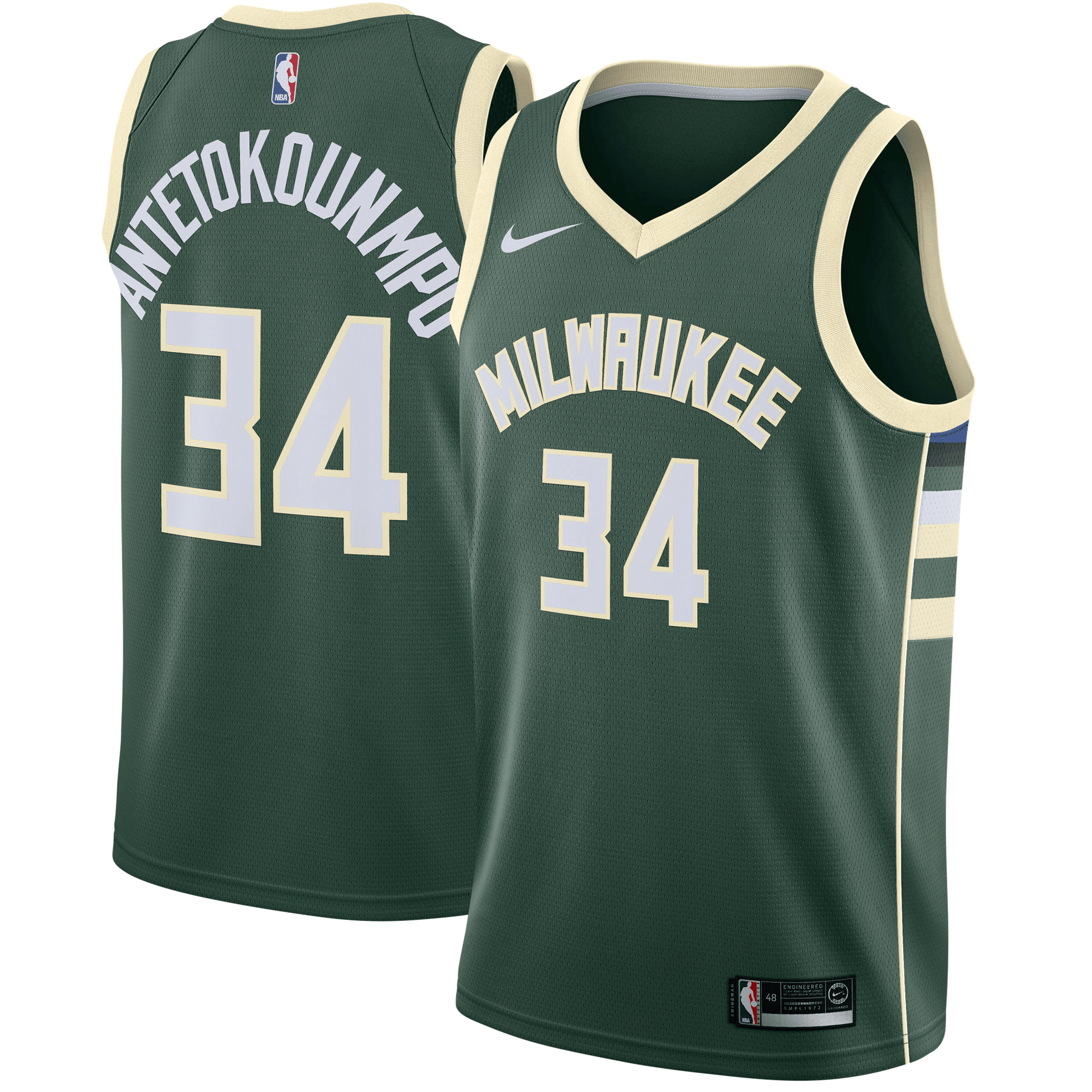 Giannis Antetokounmpo Milwaukee Bucks Swingman Basketball Jersey Green - Icon Edition Basketball Jersey - JS131 
