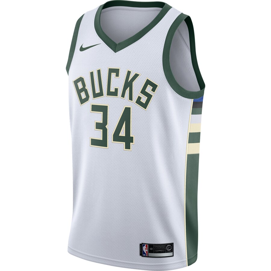 Alternative view of Giannis Antetokounmpo Milwaukee Bucks Swingman Basketball Jersey White - Association Edition